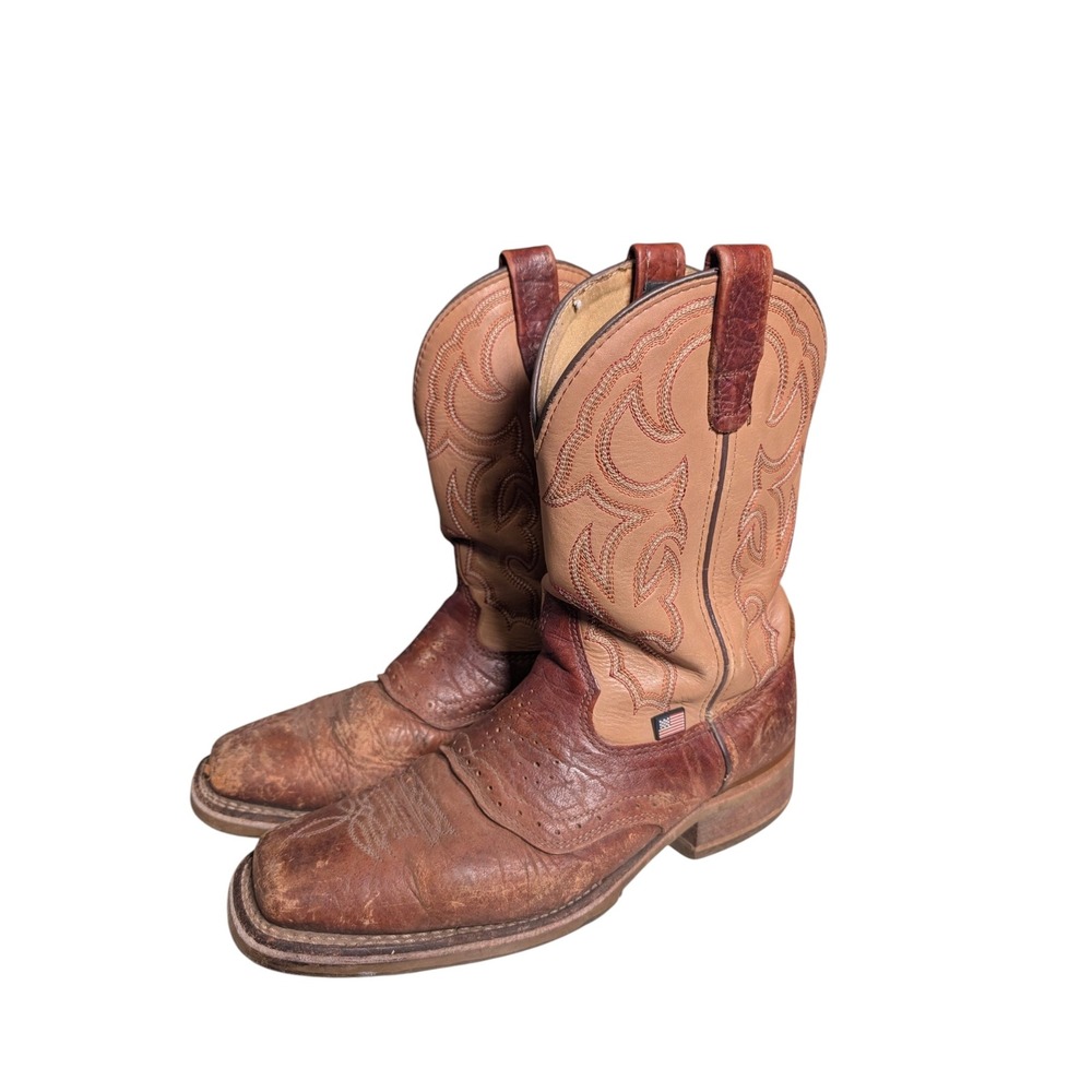 Double H Mens Brown Leather Square Toe Western Cowboy Boots Size 9 D Graham